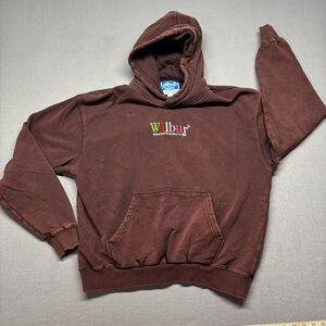 Wilbur Soot 96' Version 1.2 Embroidered Vintage Wash Hoodie Sz Large Brown